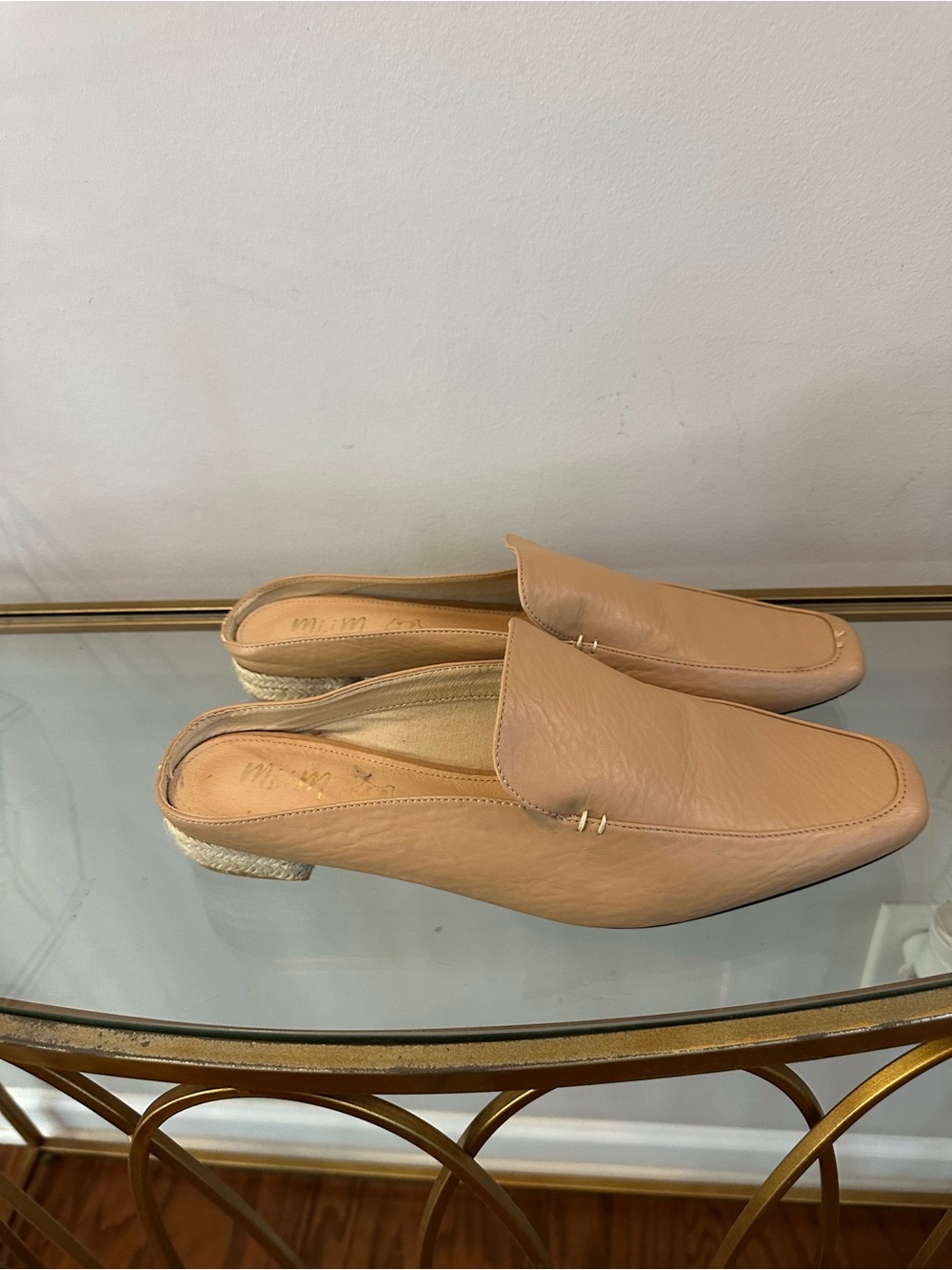Show Me Your MuMu Beige/Tan Leather Slip-On Mule Loafers